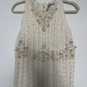 Zara cream crochet and pearl top size S